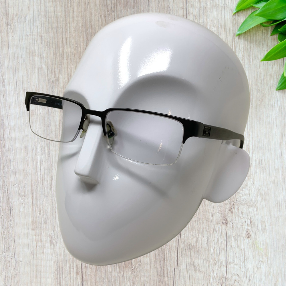 Versace Black Rectangular Half Rim Eyeglasses Fra… - image 9